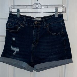 Wax Jean Women's Dark Blue Denim Shorts